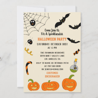 Invitation d'Halloween pour petits et grands.