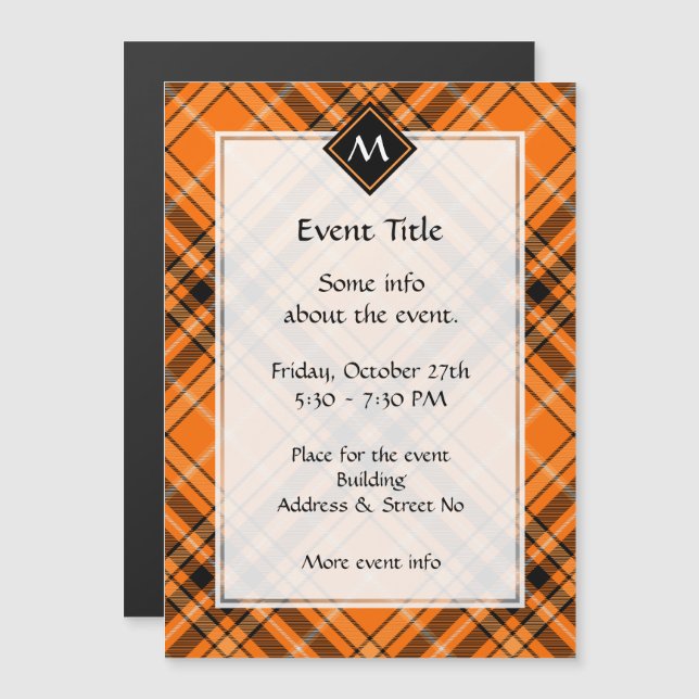 Invitation d'Halloween Tartan Orange (Devant / Derrière)