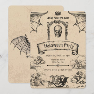 Invitation d'Halloween vintage : Éffrayante élégan