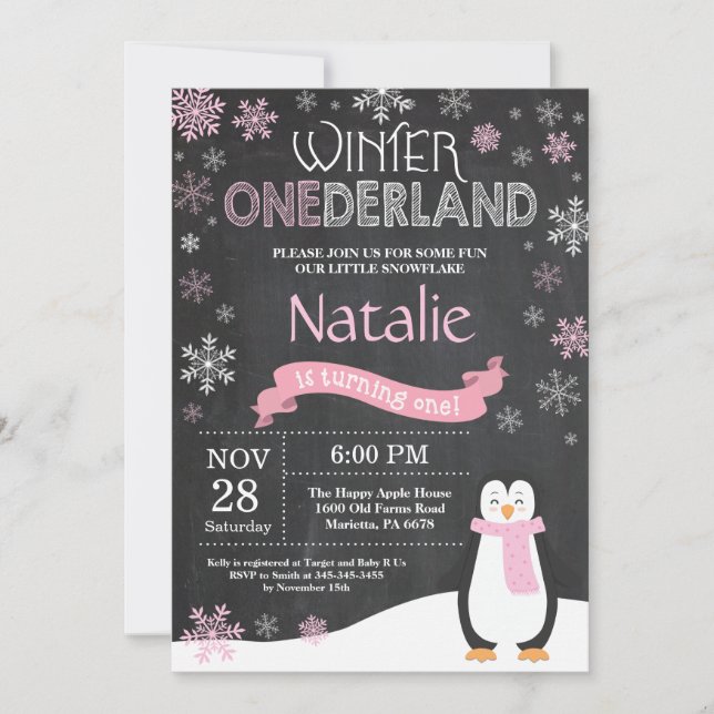 Invitation d'hiver Onederland 1er Birthday Invitat (Devant)