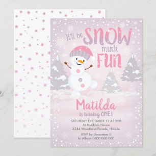Invitation d'hiver Snowman 1er Birthday Girl