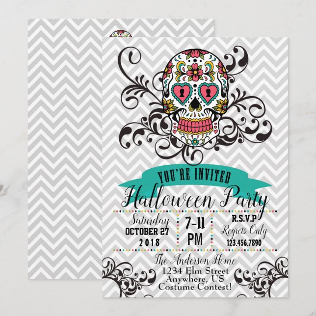 Invitation Dia de los Muertos (Devant / Derrière)