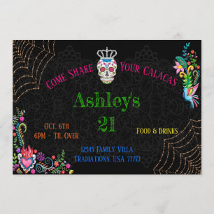 Invitation Dia De Los Muertos Jour des Anniversaires Morts 5x