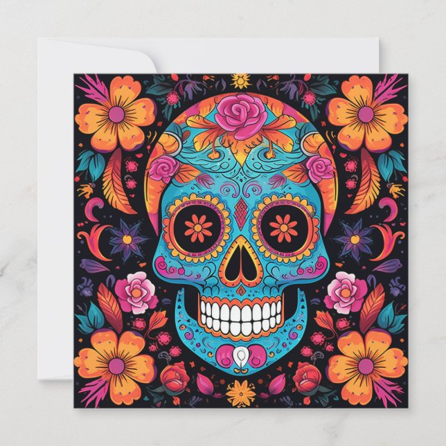 Invitation Dia de los Muertos (Jour des Morts) Noir (Devant)