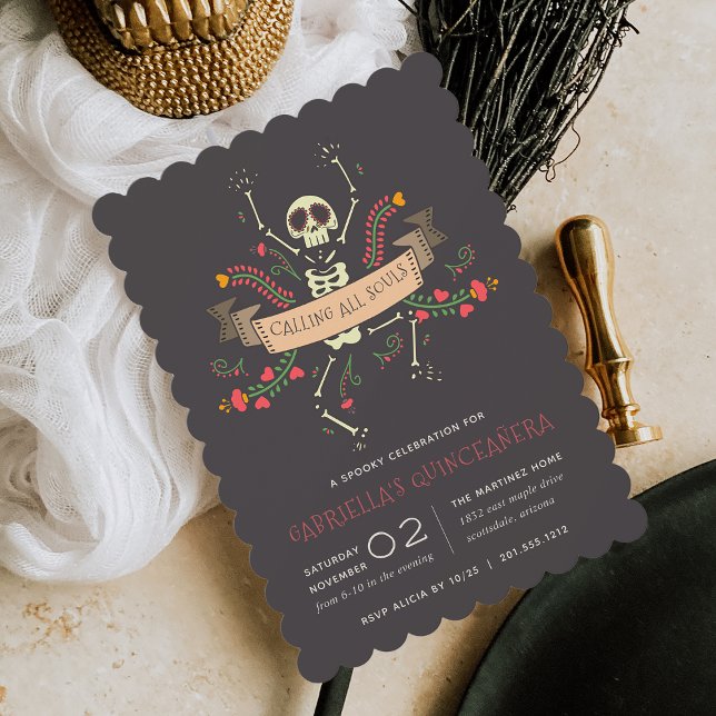 Invitation Día de los Muertos Thème Quinceanera (Créateur téléchargé)