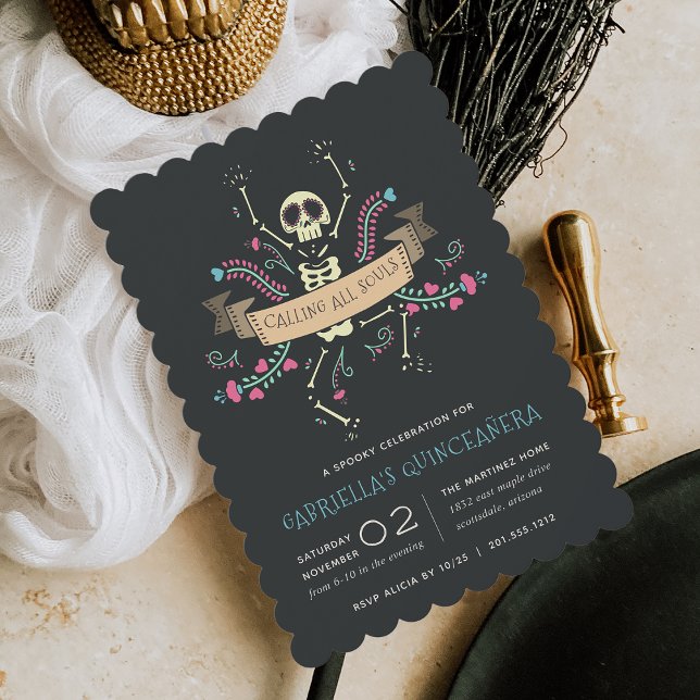 Invitation Día de los Muertos Thème Quinceanera (Créateur téléchargé)