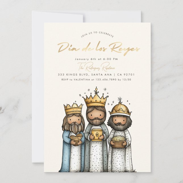 Invitation Día De Los Reyes Mexicaine 3 Rois Fête (Devant)
