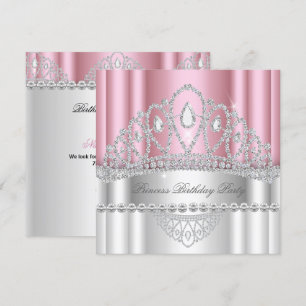 Invitation Diadème Anniversaire Princesse Rose Clair Diamant 