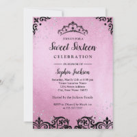 Diadème Damassé Étincelant Rose Sweet Sixteen