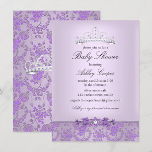 Invitation Diadème de Baby Shower Purple Princess