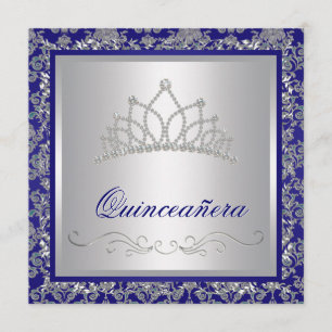 Invitation Diadème de diamant Royal Navy Blue Quinceanera