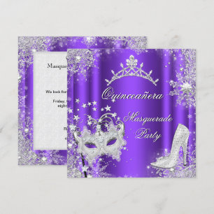 Invitation Diadème de fête Quinceanera Mascarade Violette 15è