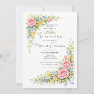 Invitation Diadème de Quinceanera aquarelle féminine