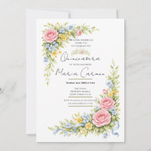 Invitation Diadème de Quinceanera aquarelle féminine