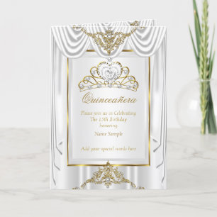 Invitation Diadème élitiste Quinceanera en soie blanche perle