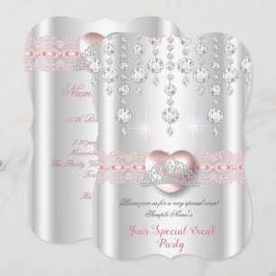 Invitation Diadème en Diamant Argent Cœur Rose Clair pour Tou