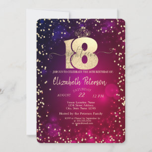 Invitation Diadème en or chic, diamants pour fête d'anniversa