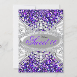Invitation Diadème en paillettes violettes et diamants Sweet 