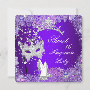 Invitation Diadème Fête Masquée Seize Ans Pourpre