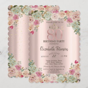 Invitation Diadème, Fleurs de Fête et 80e Anniversaire 