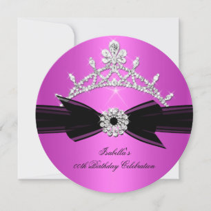Invitation Diadème Pailleté Rose Chaud Diamant Arc Anniversai