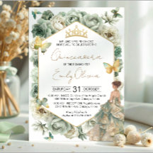 Diadème Papillon Floral Vert Sauge Quinceañera