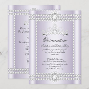 Invitation Diadème Princesse Quinceanera Lilac Diamant Argent