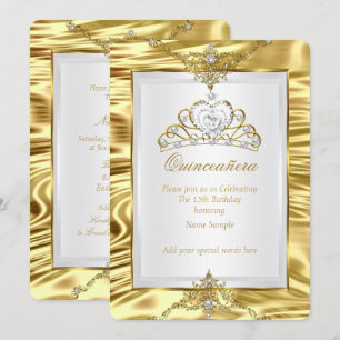 Invitation Diadème Quinceanera or faux à perles blanches