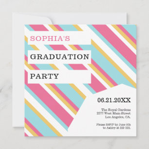 Invitation Diagonale Colorful Stripes Graduation