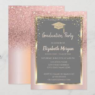 Invitation Diagramme de Parties scintillant d'or rose