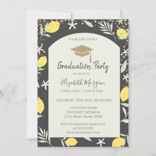 Invitation Diagramme Gold Graduation Cap Lemons Graduation