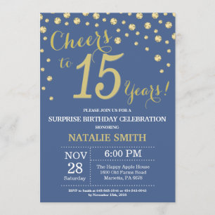Invitation Diamant 15e anniversaire de la surprise bleue et o