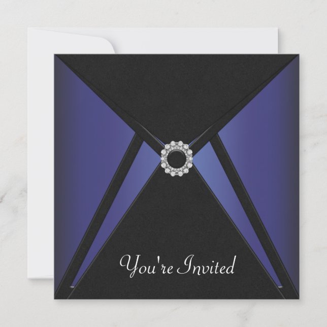 Invitation Diamant Bleu Noir Toute Occasion (Devant)