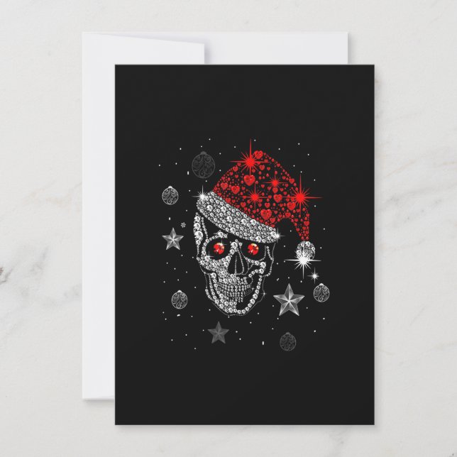 Invitation Diamant crâne Santa Hat Cadeaux de Noël Pyjama Xma (Devant)