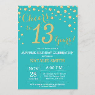 Invitation Diamant du 13e anniversaire de la surprise Turquoi