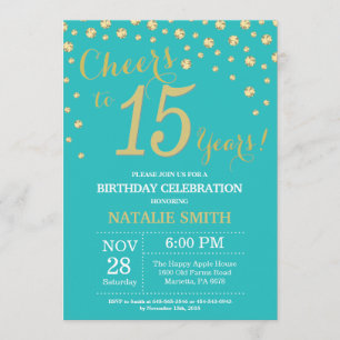 Invitation Diamant du 15e anniversaire Turquoise et Gold