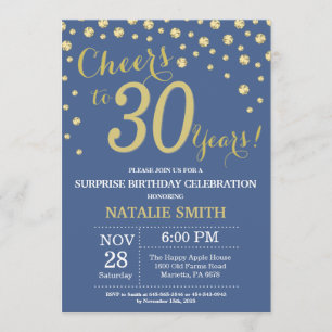 Invitation Diamant du 30e anniversaire de Blue and Gold Surpr