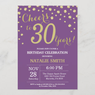 Invitation Diamant du 30e anniversaire de Purple and Gold