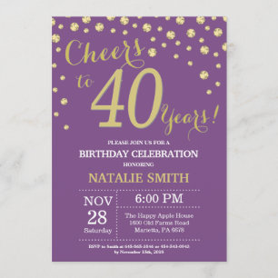 Invitation Diamant du 40e anniversaire de Purple and Gold