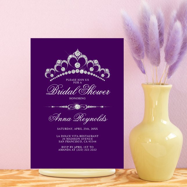 Invitation Diamant moderne Tiara FÊTE DES MARIÉES Purple Budg (Créateur téléchargé)
