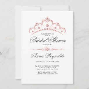 Invitation Diamant moderne Tiara FÊTE DES MARIÉES rose Rose B
