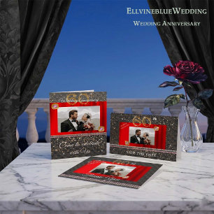 Invitation Diamant rose 50e anniversaire Mariage Black Woven