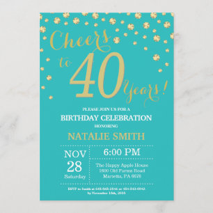 Invitation Diamant Turquoise et Gold 40e anniversaire
