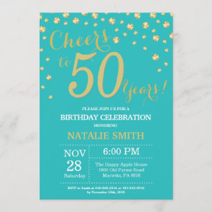 Invitation Diamant Turquoise et Gold 50e anniversaire