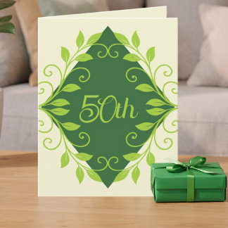 Invitation Diamant Vert Entouré de Vignes 50e Anniversaire