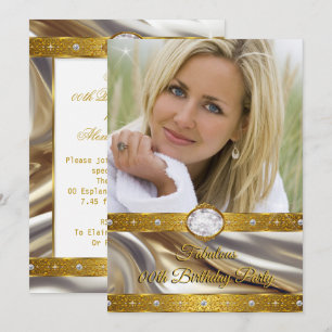 Invitation Diamants Argent Or Photo Anniversaire Incroyable