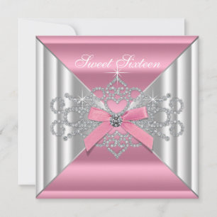 Invitation Diamants blancs rose sucré 16 Partie