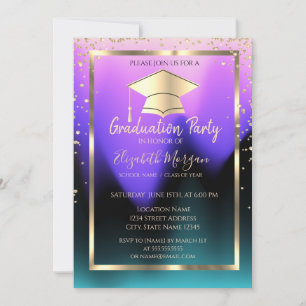 Invitation Diamants Casquette de remise des diplômes dégradé 