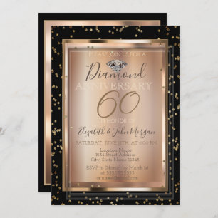 Invitation Diamants Chic Festive, Anniversaire Mariage de cad