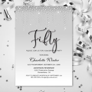 Invitation Diamants d'argent glamour 50e fête d'anniversaire